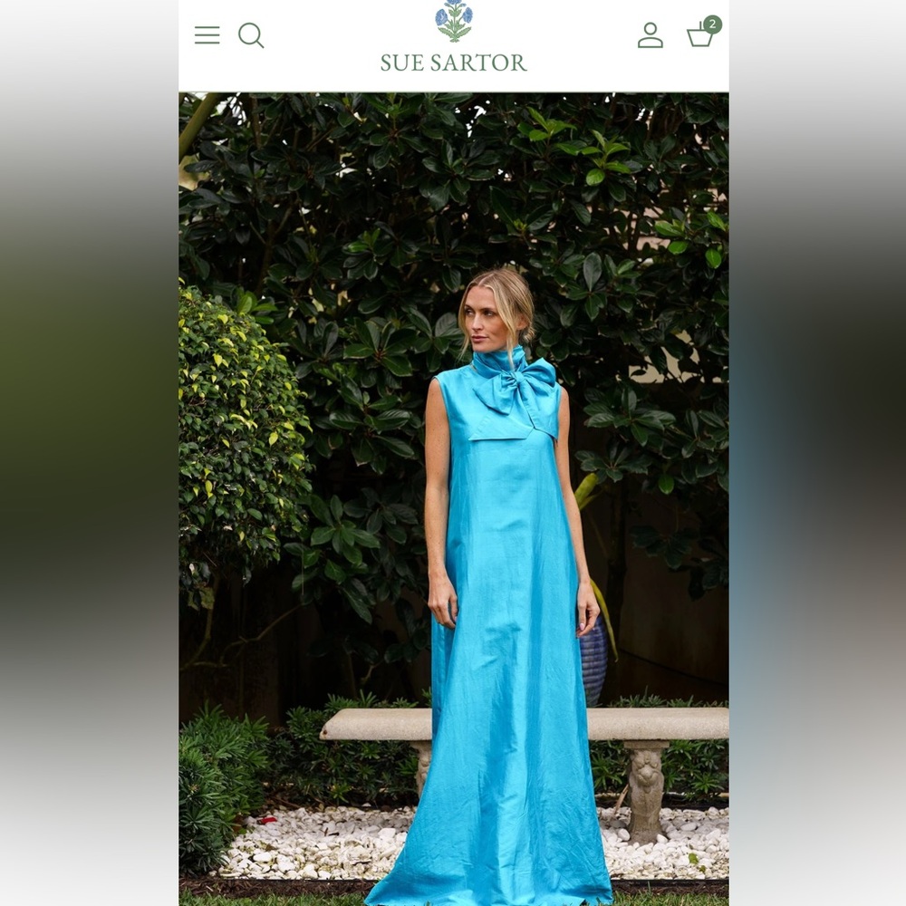Sue Sartor Tibi Turquoise Sleeveless Maxi Dress worn 1 time SOLD OUT